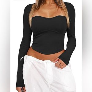Ribbed knit sweetheart square neck crop top - slim fit